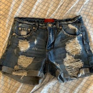 High rise distressed jean shorts from Signature8